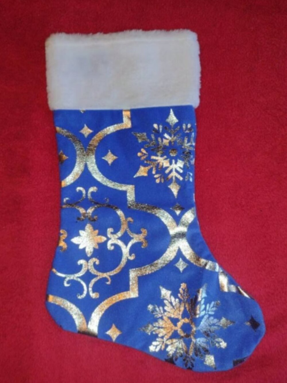 NEW 17 inch Blue Snowflake Christmas Stocking Holiday Decorative Decorations
